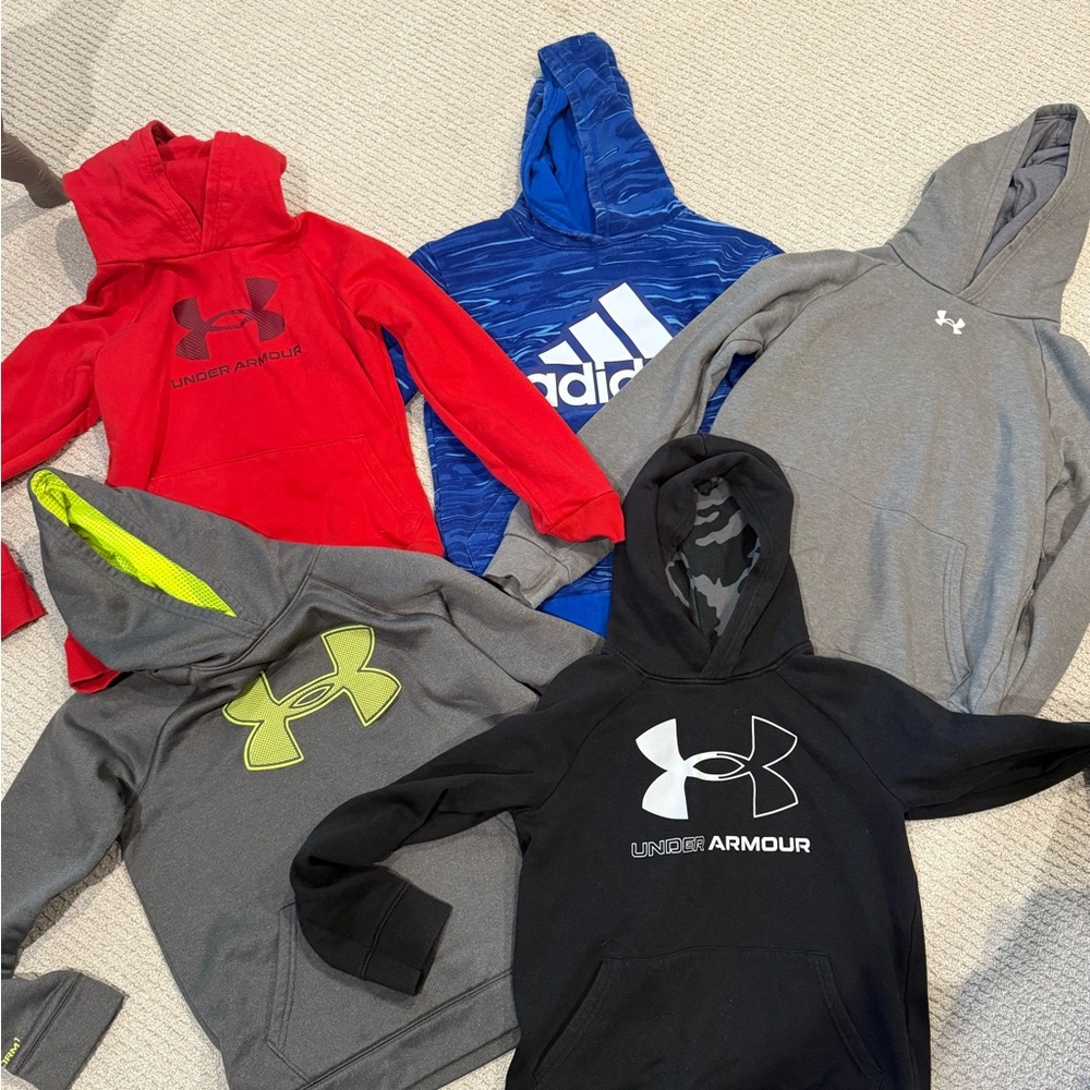 Under Armour Kids Hoodies - Red, Blue, Gray, Black +1 adidas bundle